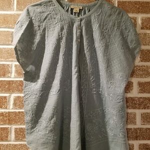 Lucky Brand embroidered peasant button up shirt